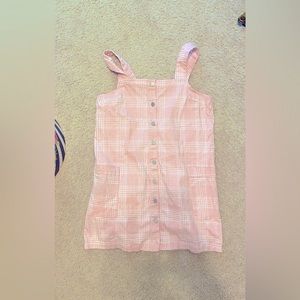 Pink denim plaid jumper dress